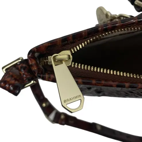 Brahmin Mini Asher Tote Satchel Bag Pecan Melbourne Brown Croc Embossed