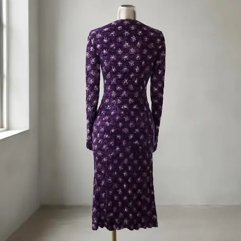 ROTATE Birger Christensen Clair Floral Pansy Midi Dress Women's Size 2 Purple