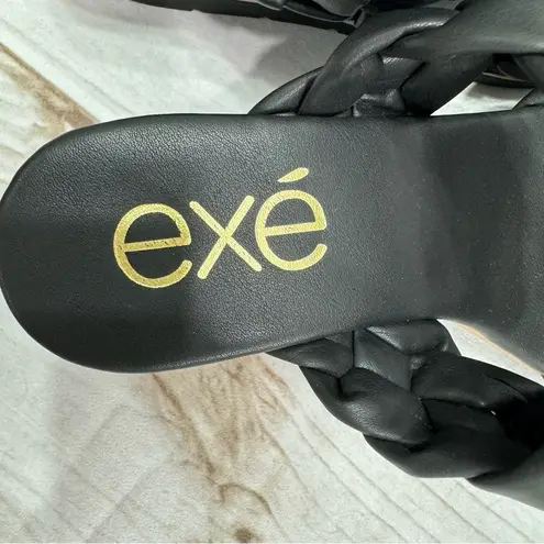 exe Ipanema Black Woven Faux Leather Wedge Heel Platform Sandals Y2K Style NEW Size 5.5