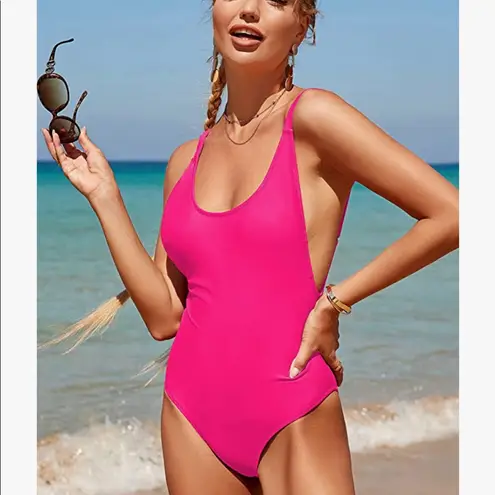 NWT One Piece Swimsuit Tummy Control Swimwear Slimming Backless Bathing Suit Pink