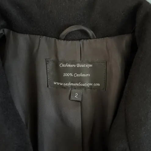 Cashmere Boutique Pure Cashmere Full Length Black Overcoat Womens Coat Size 2
