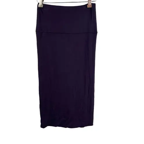 Charli London Pencil Skirt Black Plum Midi Stretch Jersey Palermo US 4 New Purple