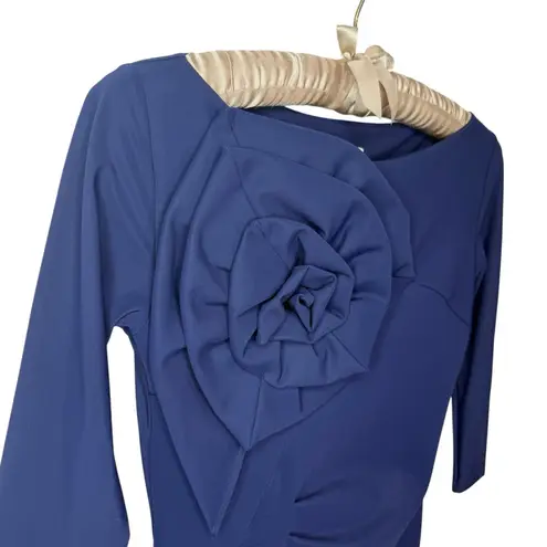 Chiara Boni La Petite Robe Rosette Sheath Dress Navy Italy 40 US 4 Retail $1,095