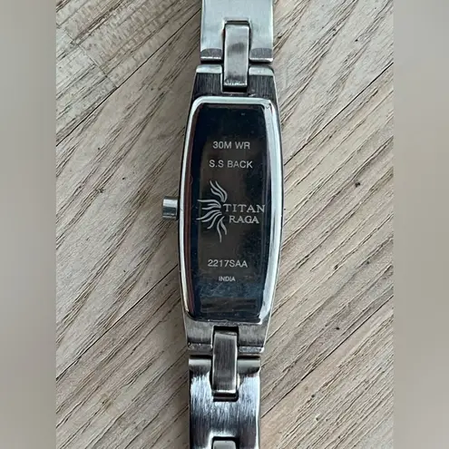 Raga Titan Ladies Watch Two Tone Bracelet Rectangular Black Dial