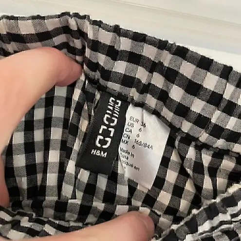 H&M DIVIDED BY  Off the Shoulder Dress Black White Gingham Plaid 3/4 Sleeve Mini thumbnail 5