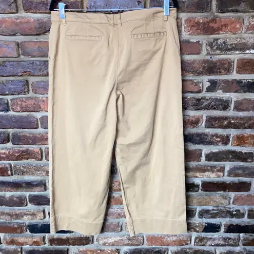 Garnet Hill  Tan Brown Wide Leg Cropped Chino Pants Women's Size 12