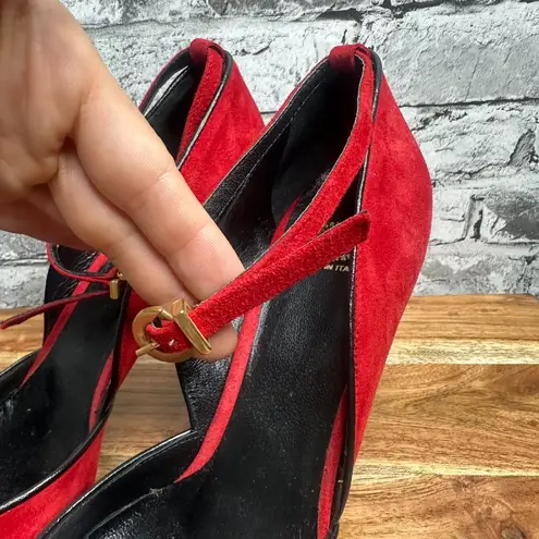Alternative EUC Alternatives Red Suede Heels Size 41 (Shoe Bag Included)