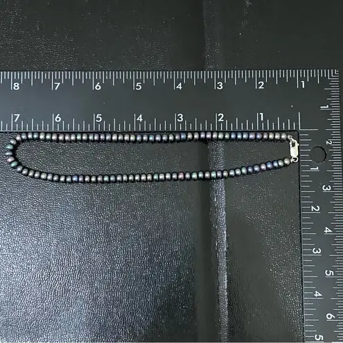 Sterling Silver Vintage Peacock Freshwater 4mm Seed Pearl Clasp Choker Necklace