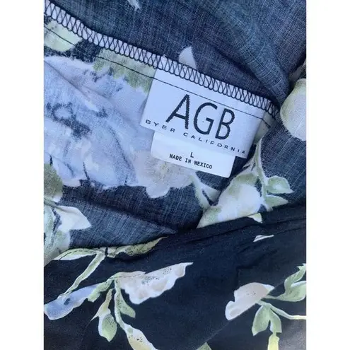 Vintage 90s AGB Byer California Floral Navy Maxi Skirt Size Large L Cottagecore Blue