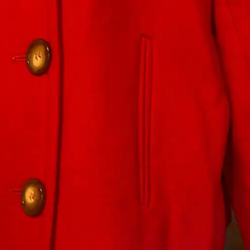 Vintage CW Clifford & Wills Red Crop 100% Wool Peacoat Jacket Gold Buttons Sz 8P