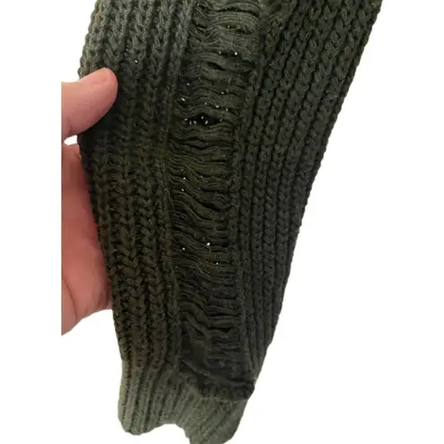 Love Riche cotton/wool blend distressed SLEEVE sweater SIZE S OLIVE GREEN