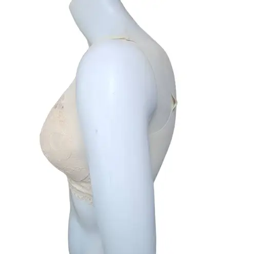 None Cream Seamless Back Front Snap Bra (L)