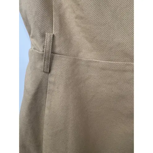 MOUSSY Women's V Neck Belted Waist Denim Dress Sleeveless Solid Khaki Size S 1 Tan