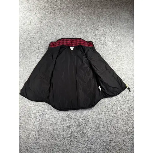 J Crew Vest Women Medium Plaid Puffer Full Zip Red