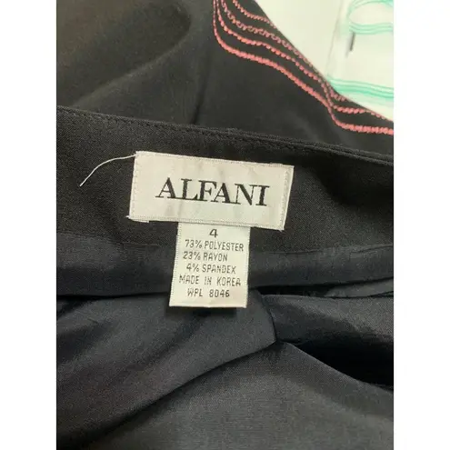 Alfani Womens Black & Multicolor Embroidered A-Line Skirt Size 4