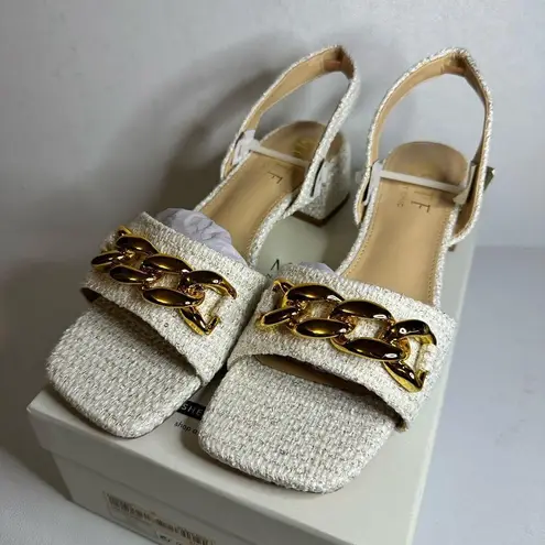 MOTF Tweed Chain Slingback Sandals white casual classic stylish fashion work Size undefined