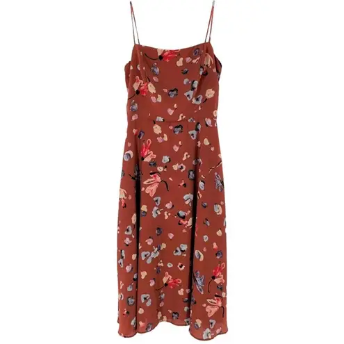 Hutch Declan Brown Floral Crepe Sleeveless Square Neck Sun Dress Size 0