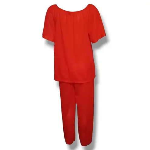 Vintage Kelly Reed 2 Pc Pajama Set-Medium-Embroidered Floral Yoke-Sheer-NEW