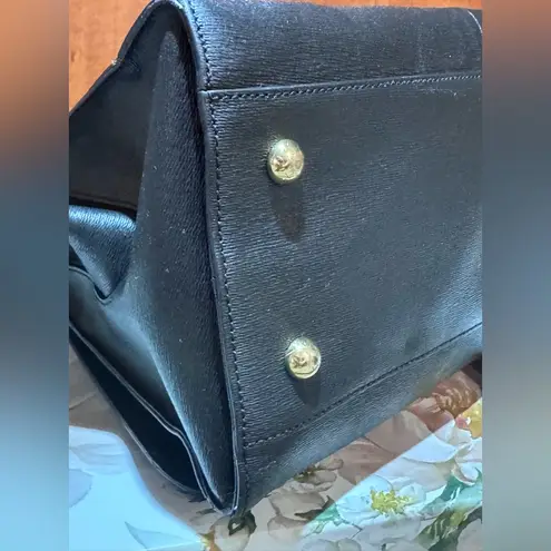 ZAC Zac Posen Black Eartha Double Handle Purse with Gold Accents