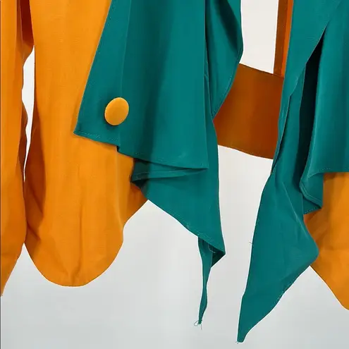 April Rain Yellow Green Blazer Vintage Military Style open front cut out back L Orange Size L