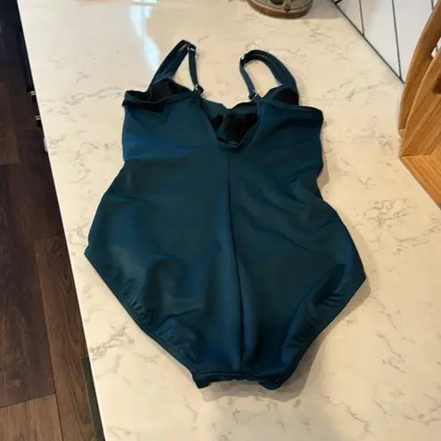 MiracleSuit NEW SENSATIONS MADERO green sheer paneling underwire size 10