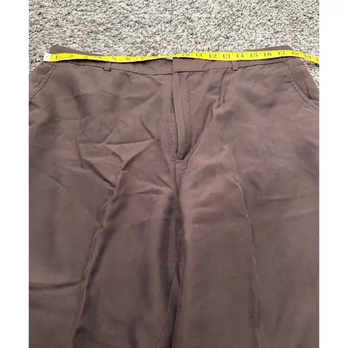 Lauren Ralph Lauren Brown Silk Wide Leg Pants Sz 16 Old Money Preppy Luxury