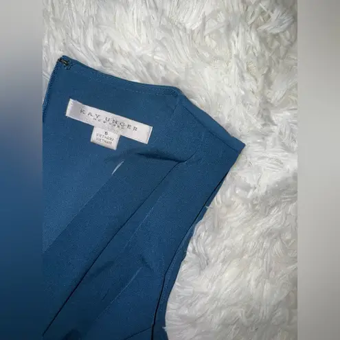 Kay Unger NWOT Orella Pleated vest Midi Ink Teal Dress sz 4