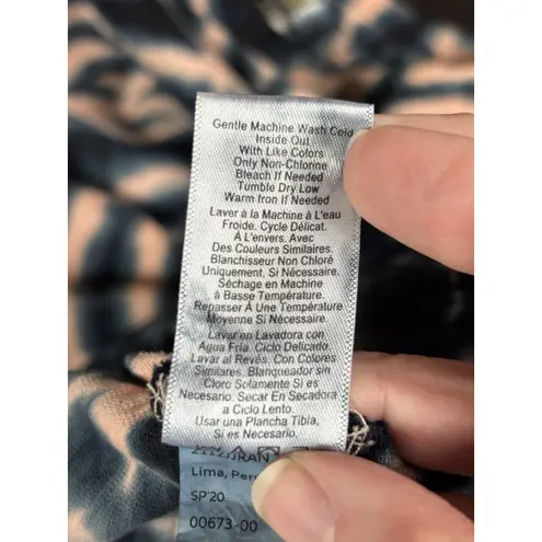 Nation Ltd Terrin Snap Tie Dye T-Shirt Tee Peach Black XS Short Sleeve Snaps