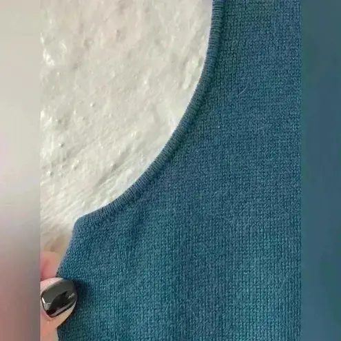 Per Se by Carlisle teal, knit merino blend sweater tunic/dress w/ pleated suede