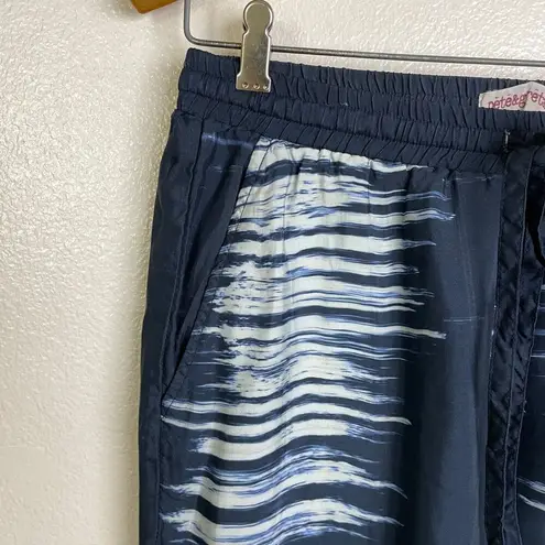 Johnny Was Pete Greta Pants Small Blue Elastic Waist Drawstring Lounge Cupro