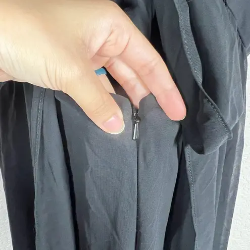 Dessy Collection Black Chiffon Dress Size 2 Square Neck Tie Back Bow Side Slit