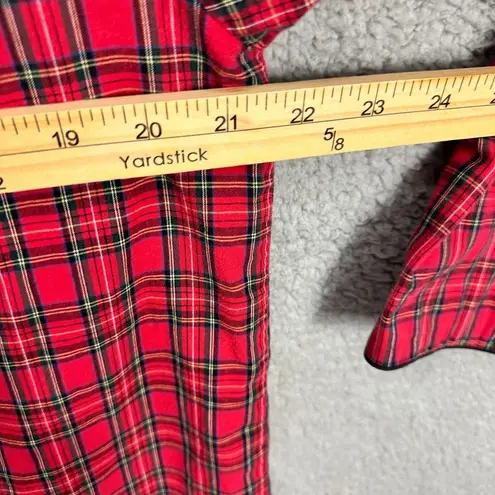 Ralph Lauren Pajama Top Women S Red Plaid Cotton Button Shirt Sleep Lounge Cozy