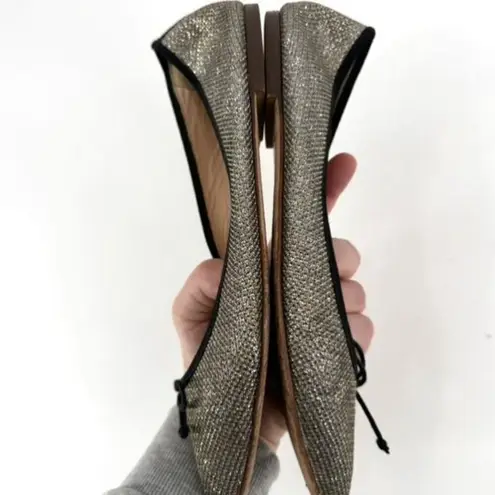 J.Crew Womens Gemma Glitter Ballet Flats Silver Size 7
