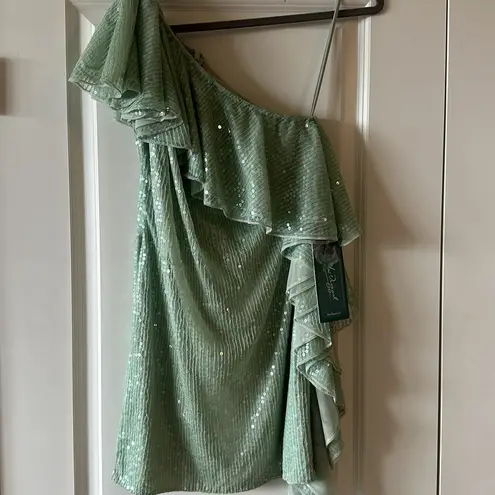 Mac Duggal One Shoulder Ruffle Dress