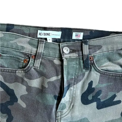 RE/DONE  Originals High Rise Ankle Crop Raw Hem Camo Size 24