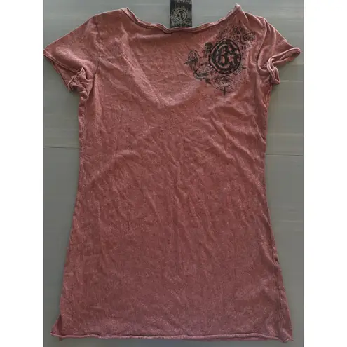 Crash and Burn Deep Vneck Embellished Gun Y2k Womens Size Small Pink