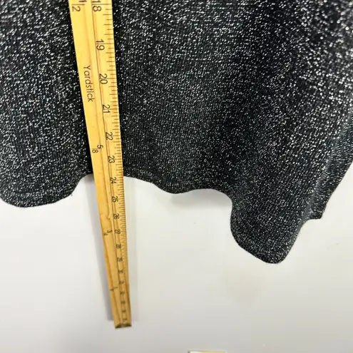 Susan Graver Short Sleeve Top Women M Black Metallic Knit Sparkle Party Retro
