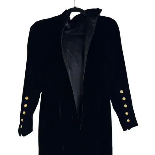 Roland Nivelais Bergdorf Goodman Velvet Long Sleeve Formal Maxi Dress Train 10 Black