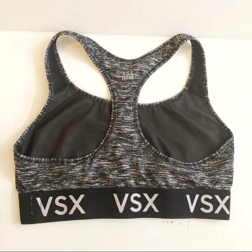 Victoria's Secret  Sport Sports Bra Heathered Grey Sz L EUC Black VSX Logo Band