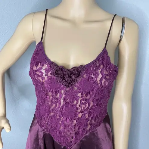 Wendy Ann Purple High Low Lace Top Nightgown Size Small