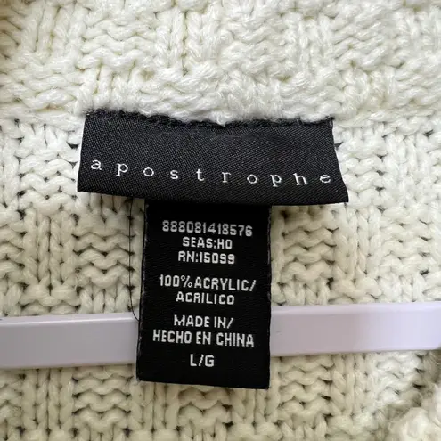 Apostrophe Cream Knit Tunic Top L Cowl Neck Pullover Sweater Short Sleeve