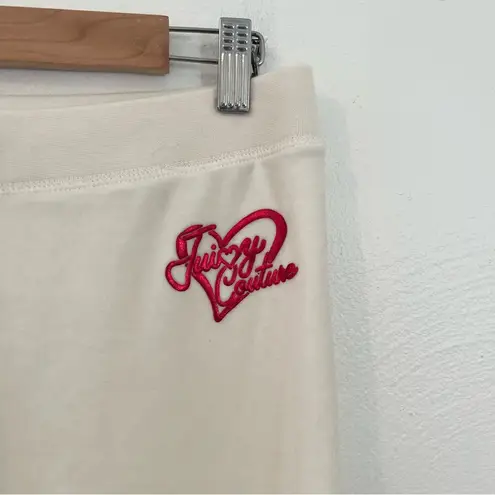 Juicy Couture ivory velour red heart logo jogger style sweatpants size medium