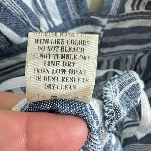 Stevie Hender 100% Cotton Blue White Striped Sleeveless Cropped Jumpsuit Size M