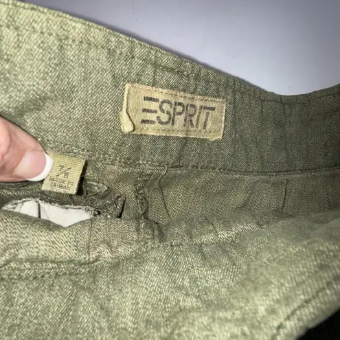 Esprit Vintage 90s Mom High Rise Y2K Pleated Linen Blend Olive Trousers Size 7/8
