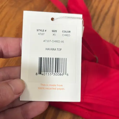 ANDIE Bikini Set Havana Top 90s High Waisted Bottom Cherry Red size XS NWT