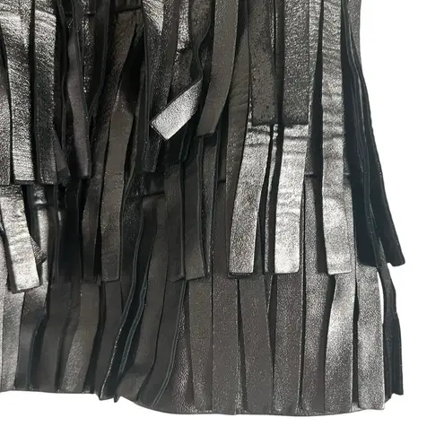 ALLSAINTS Aisha Silver Metallic Fringe Leather Mini Skirt Size 2