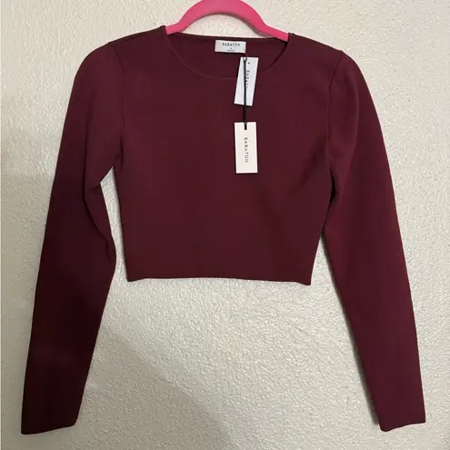 Babaton Aritzia sculpt Knit Forefront Long sleeve size S NWT burgandy color