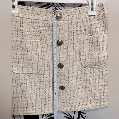 Women Tweed Plaid Buttoned Miniskirt Short Front Pockets Size 3XL