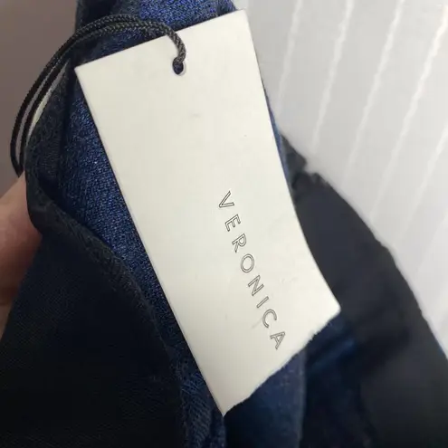 Veronica Beard Barouqe Scroll Print Flounce Mini Skirt Charcoal Navy Blue Small