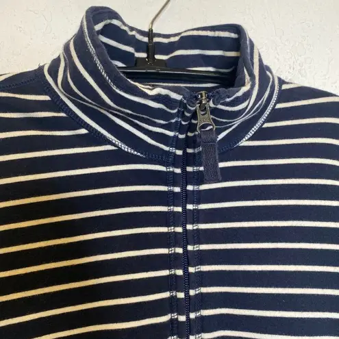 L.L. Bean Navy Blue & White Striped Partial Zip Sweatshirt EUC Sz Sm Cotton